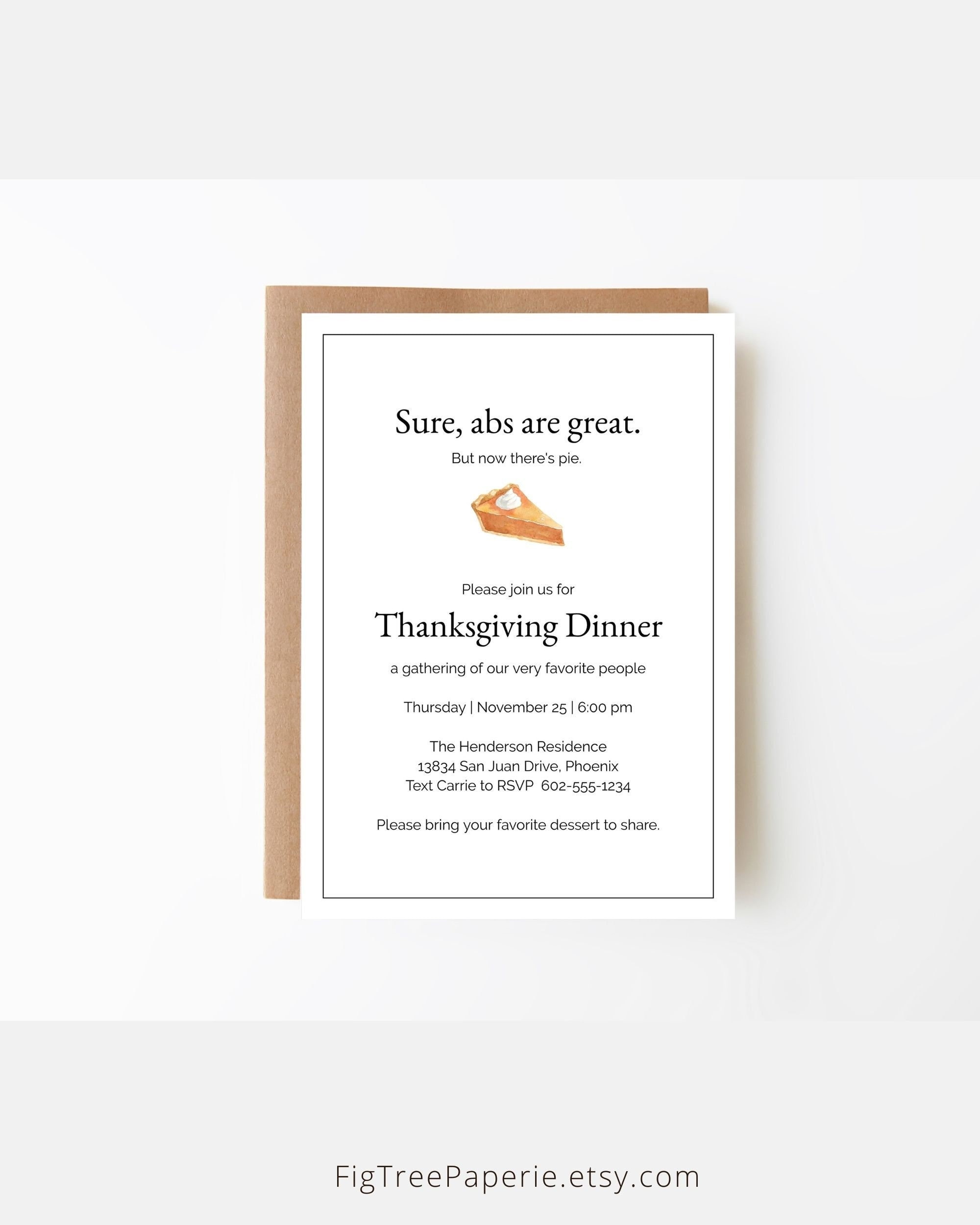 Funny thanksgiving dinner invitation wording