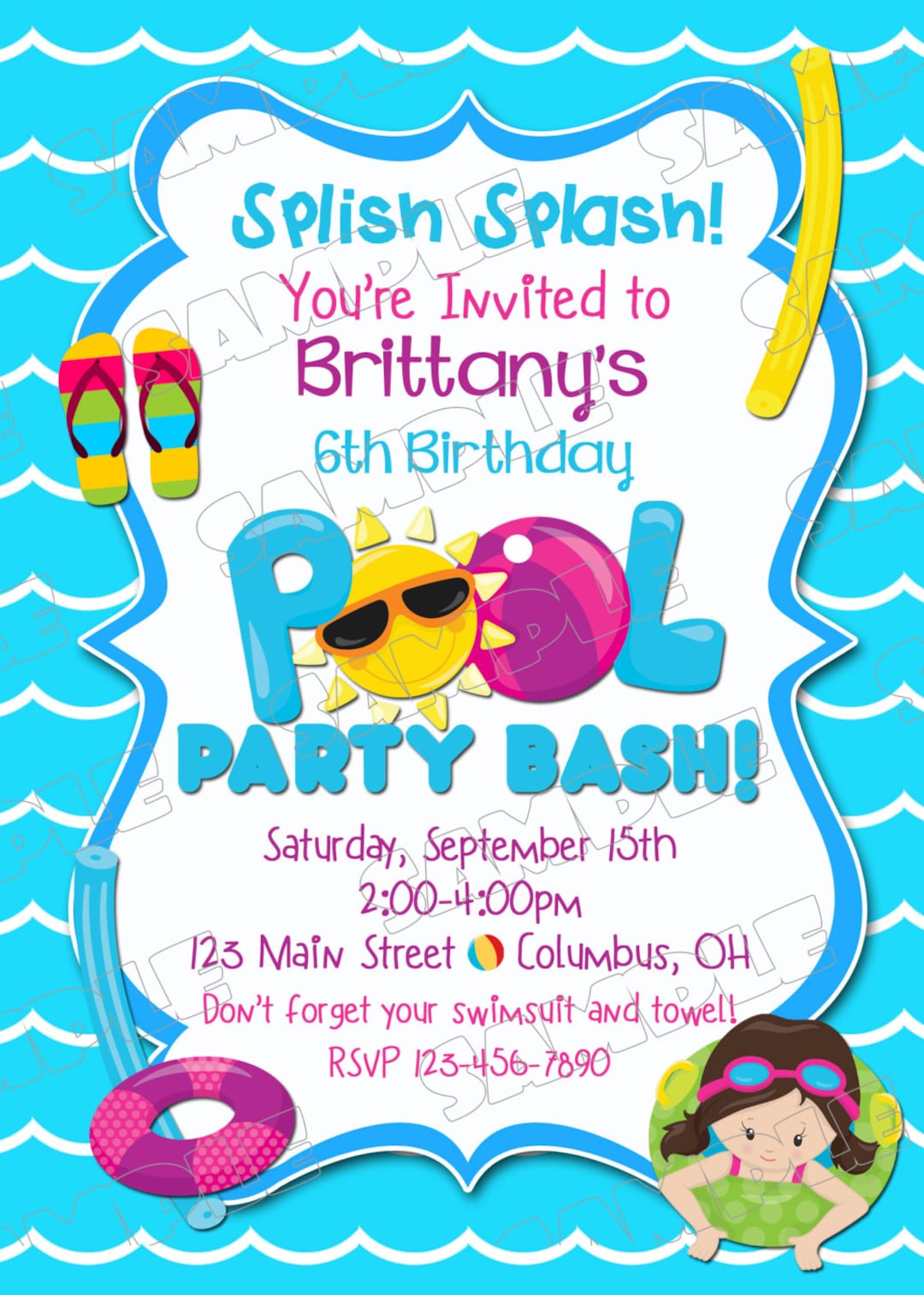 swimming-pool-birthday-party-invitation-wording