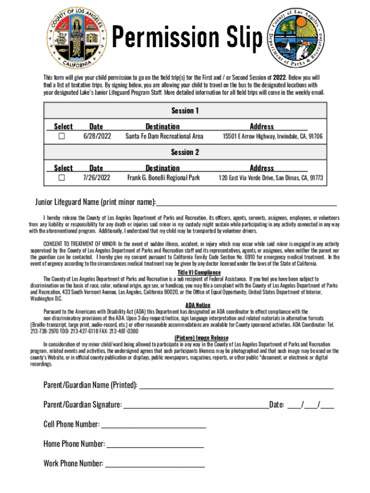Blank Athletic Permission Slip Template Doc