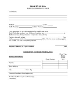 Blank Book Club Permission Slip Template Pdf