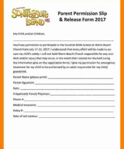 Blank Church Youth Permission Slip Template Word Sample