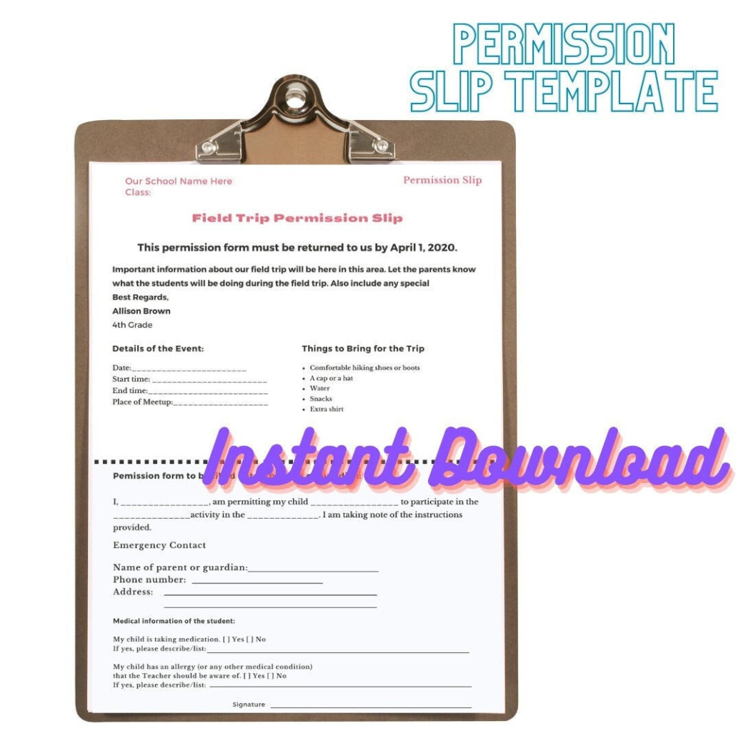Blank Dance Team Permission Slip Template Pdf Sample