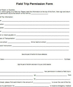 Blank Daycare Field Trip Permission Slip Template Excel