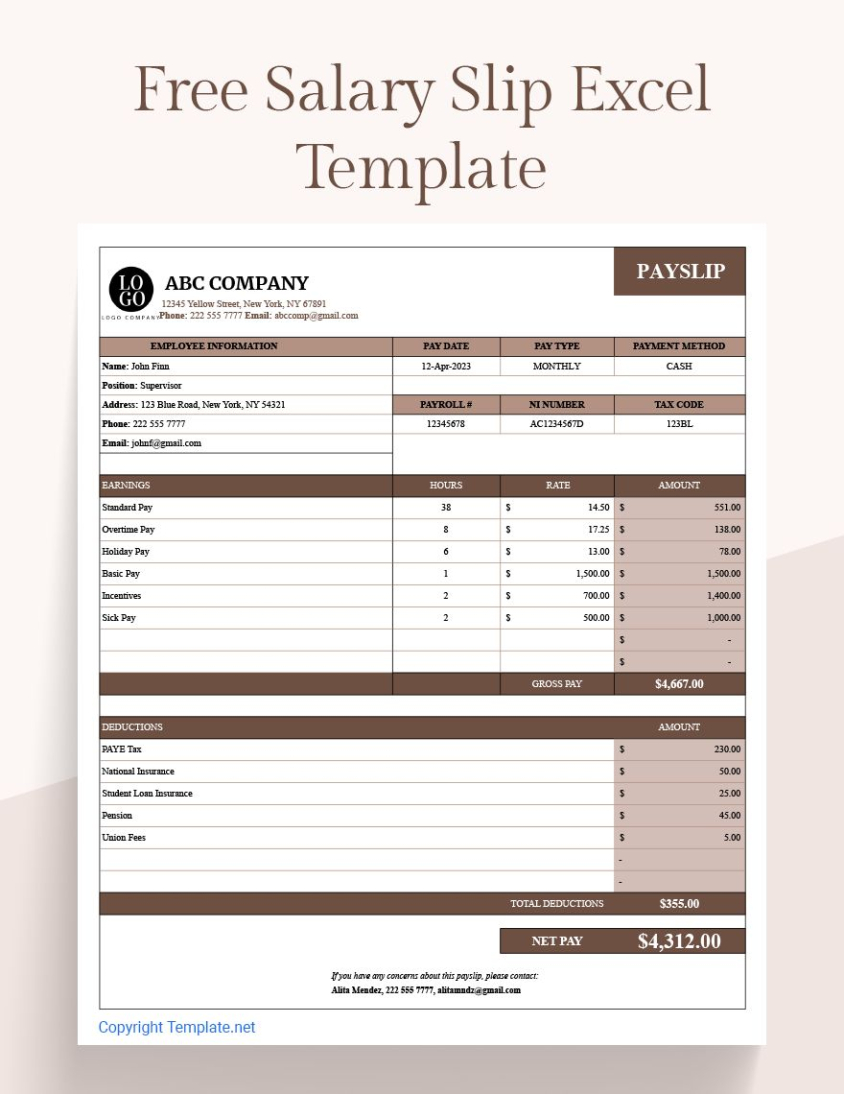 Blank Fair Work Pay Slip Template Word
