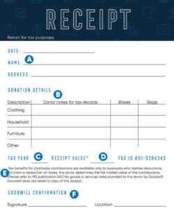 Blank Goodwill Donation Slip Template  Sample