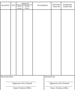 Blank Inventory Custodian Slip Template  Sample