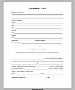 Blank School Club Permission Slip Template Doc Sample