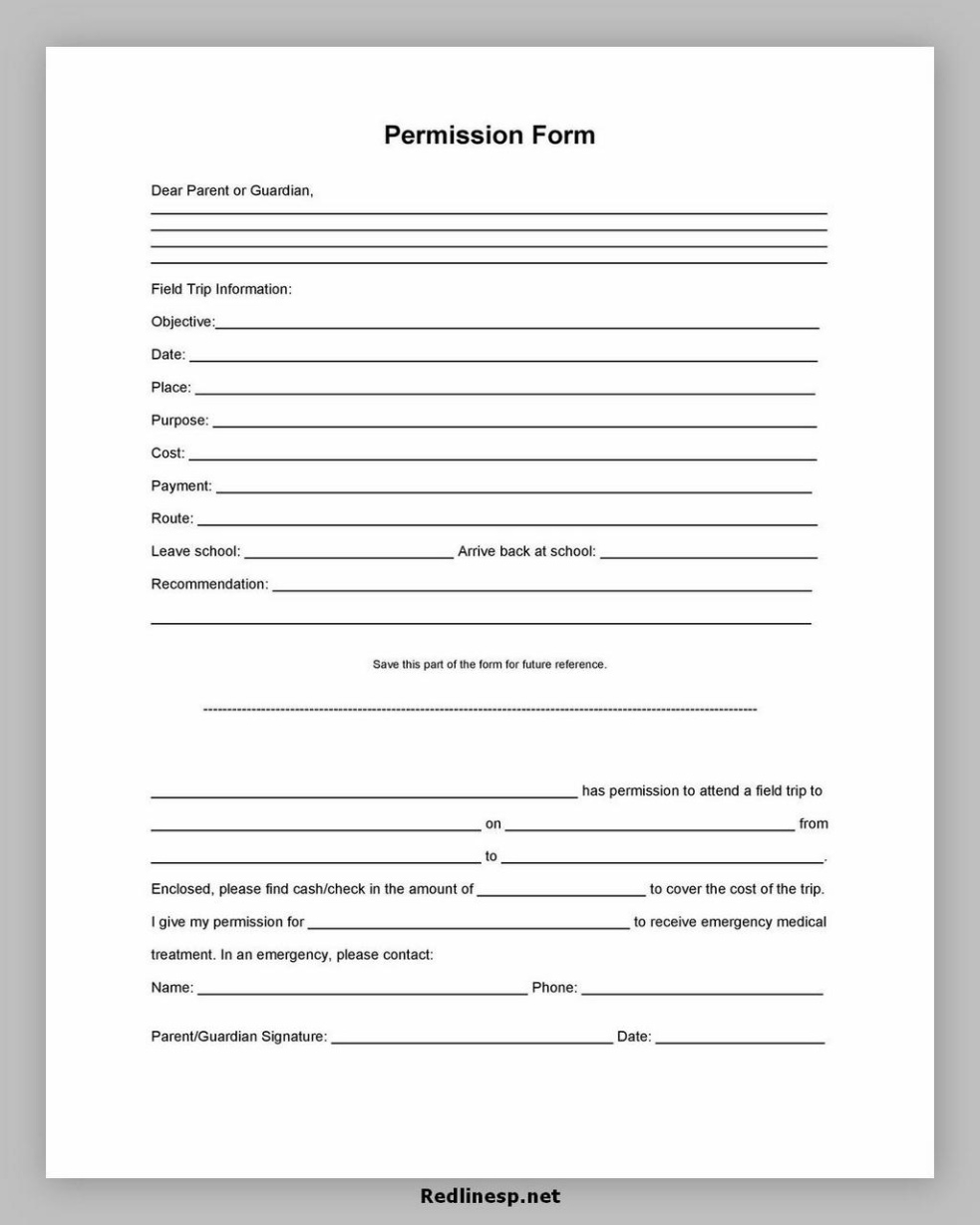 Blank School Club Permission Slip Template Doc Sample