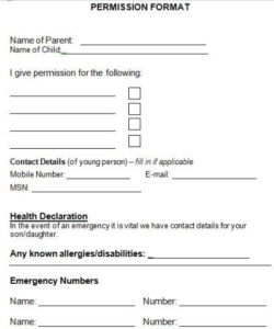 Blank Sleepover Permission Slip Template Word Sample
