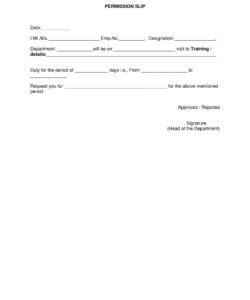 Blank Teacher Permission Slip Template Word Sample