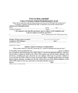 Blank Volunteer Permission Slip Template Word