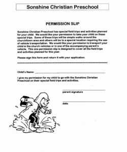 Custom Church Youth Permission Slip Template Excel Sample