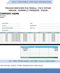 Custom Driver Salary Slip Template Word