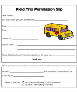 Custom Elementary School Club Permission Slip Template Pdf Sample
