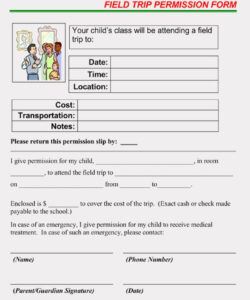 Custom Generic Field Trip Permission Slip Template Doc Sample