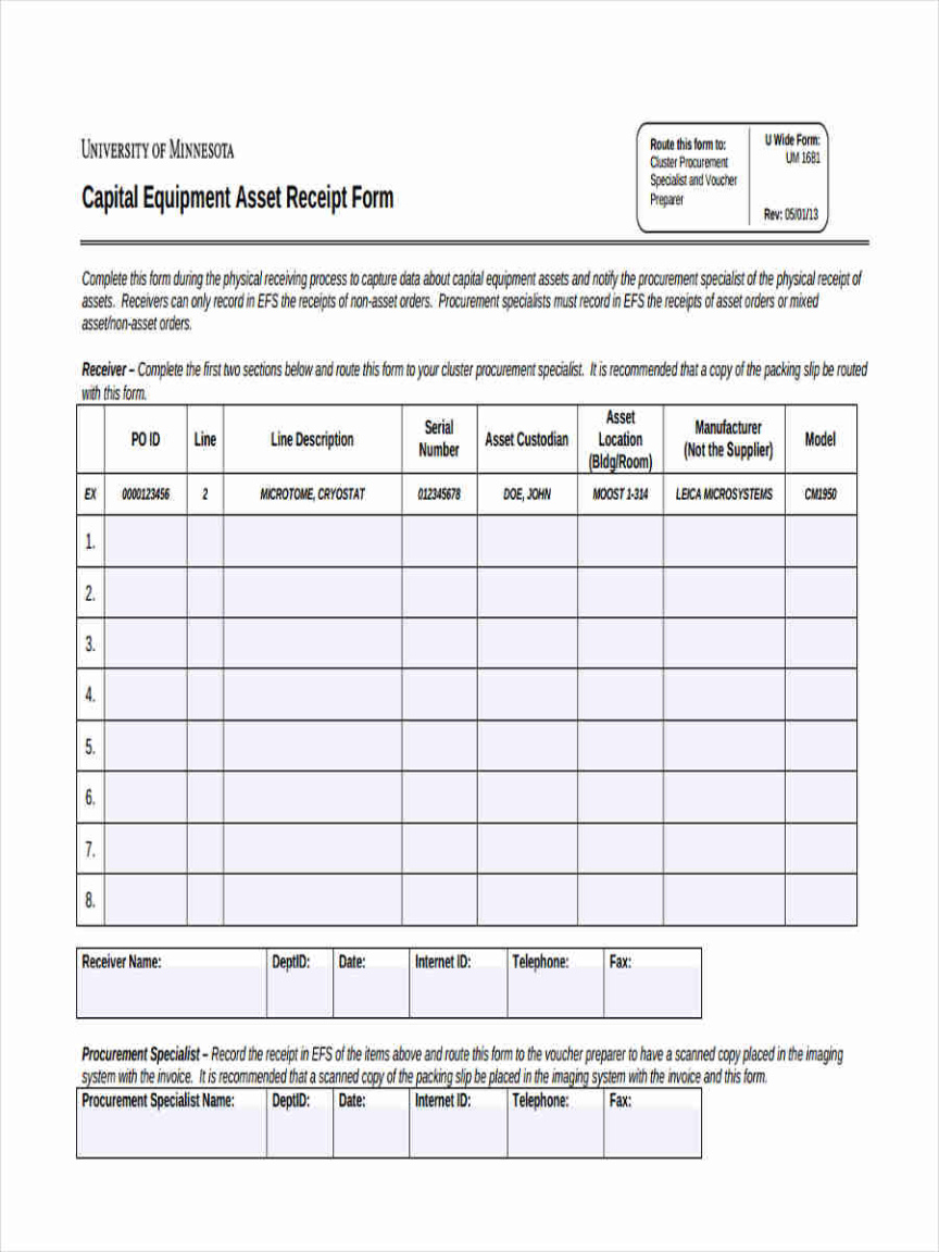 Custom Inventory Custodian Slip Template Word Sample