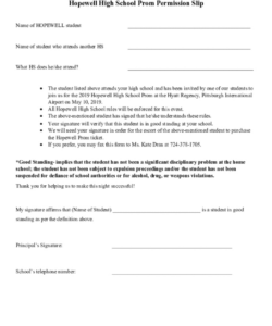 Custom Prom Permission Slip Template Doc Sample