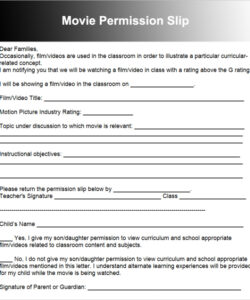 Custom School Club Permission Slip Template Excel Sample