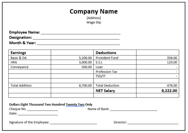 Custom Staff Salary Slip Template  Sample