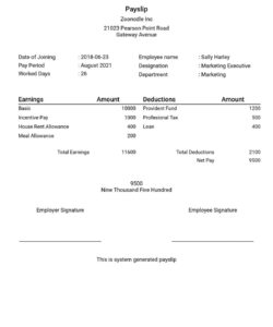 Domestic Worker Salary Slip Template Doc Sample