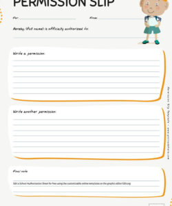 Editable Dance Team Permission Slip Template Word