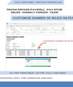 Editable Driver Salary Slip Template Excel Sample