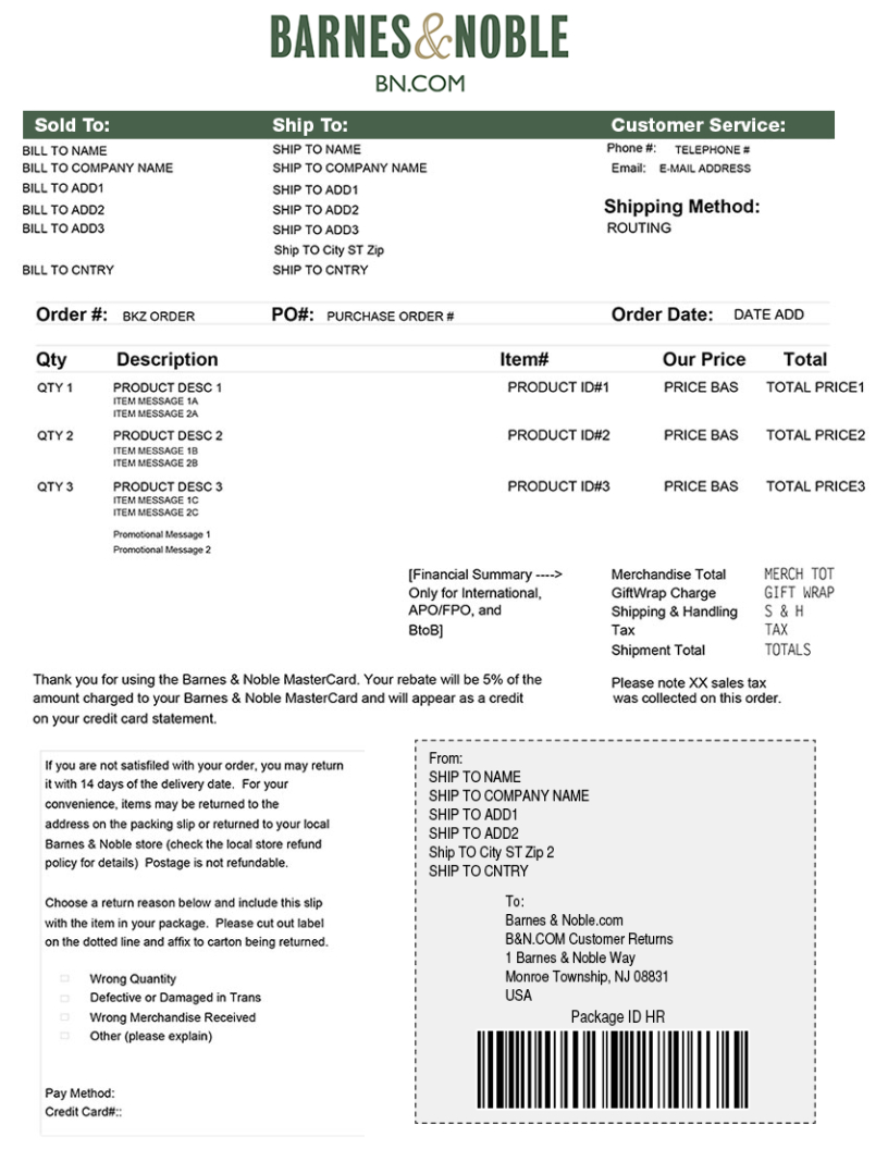 Editable Order Packing Slip Template Excel