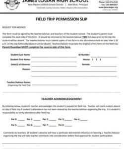Editable Overnight Field Trip Permission Slip Template Excel