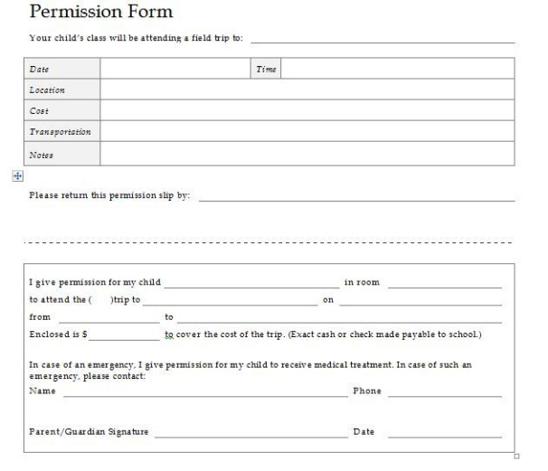Editable School Dance Permission Slip Template