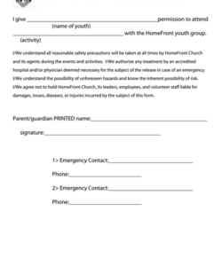 Editable Sleepover Permission Slip Template Excel