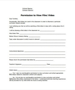 Food Permission Slip Template