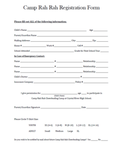 Free Blank Cheerleading Permission Slip Template Excel