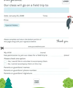 Free Blank Daycare Field Trip Permission Slip Template Excel