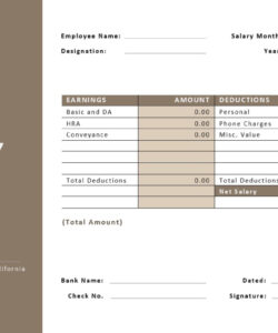 Free Blank Staff Salary Slip Template Word