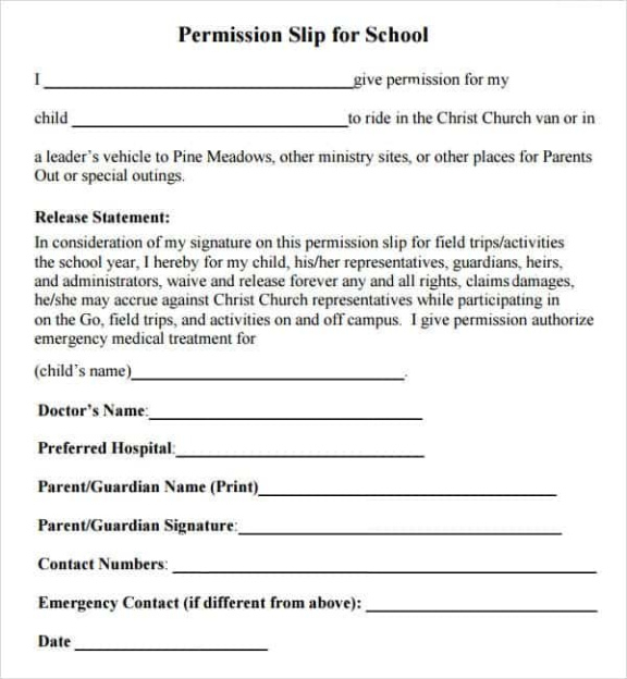 Free  Book Club Permission Slip Template Word Sample