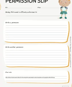 Free Custom Art Club Permission Slip Template Word Sample