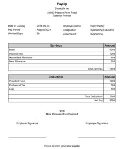 Free Custom Employee Salary Slip Template Excel Sample