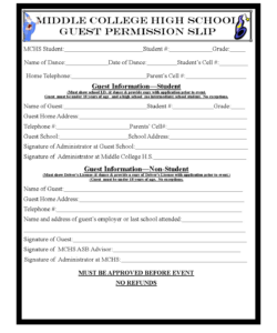 Free Custom School Dance Permission Slip Template Doc