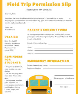 Free Custom Sleepover Permission Slip Template Pdf