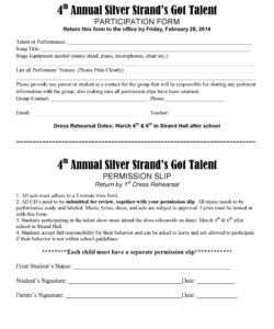 Free Custom Youth Camp Permission Slip Template Doc Sample