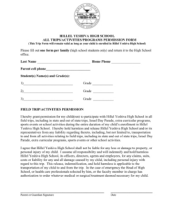 Free Editable After School Club Permission Slip Template  Sample