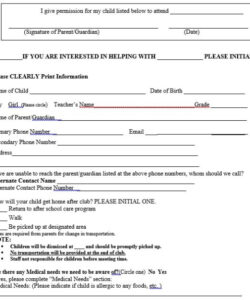 Free Editable Choir Permission Slip Template Pdf