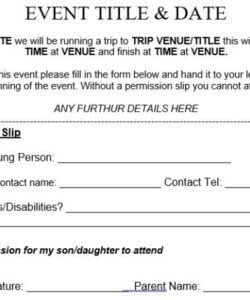 Free Editable Summer Camp Permission Slip Template Excel Sample