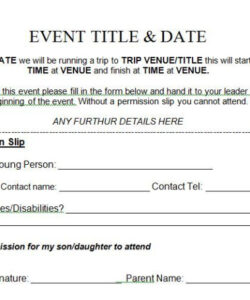 Free Editable Summer Camp Permission Slip Template Word Sample