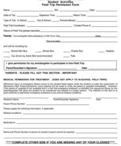 Free Editable Walking Field Trip Permission Slip Template Word Sample