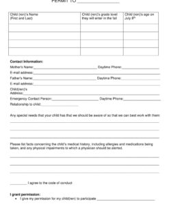 Free Printable Athletic Permission Slip Template Pdf Sample