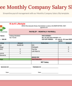 Free Printable Employee Salary Slip Template Excel Sample