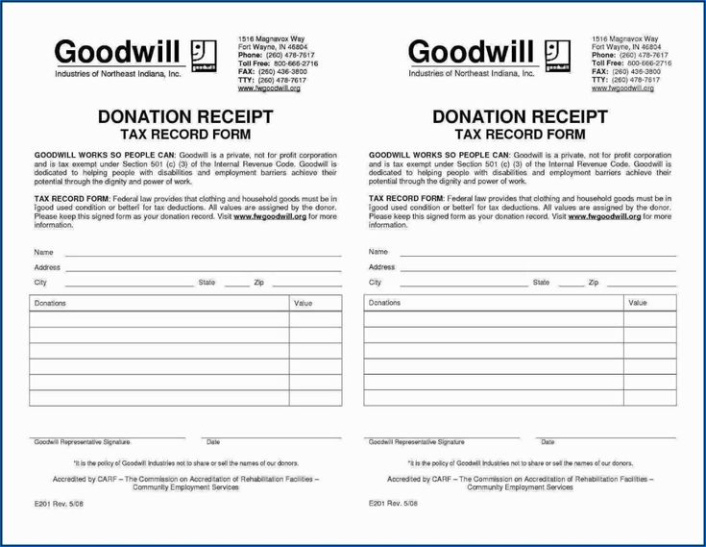 Free Printable Goodwill Donation Slip Template Excel