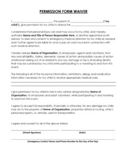 Free Printable School Club Permission Slip Template Excel