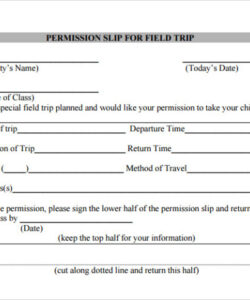 Free  Summer Camp Permission Slip Template Doc